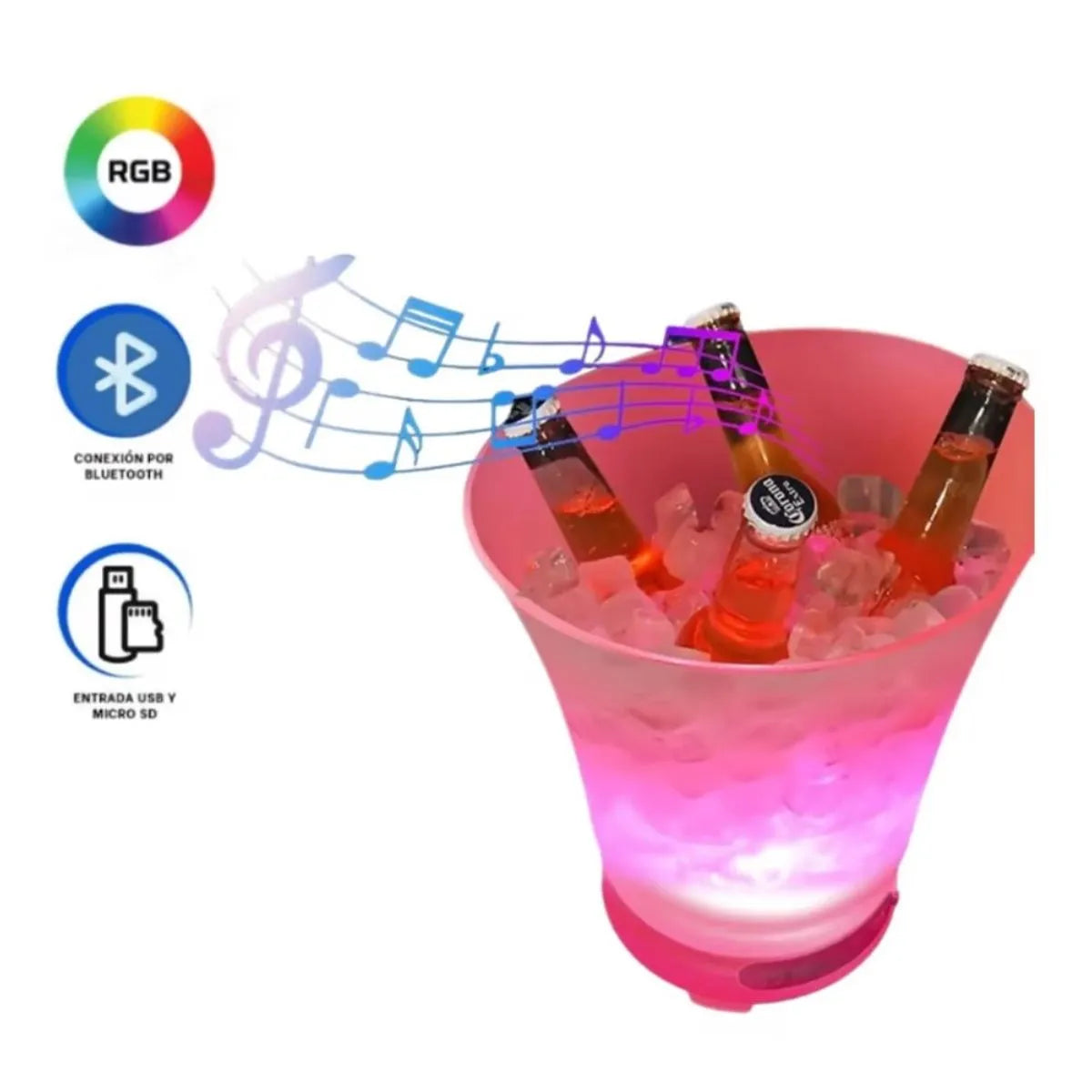 Parlante Hielera Bluetooth Recargable con Luz Rgb