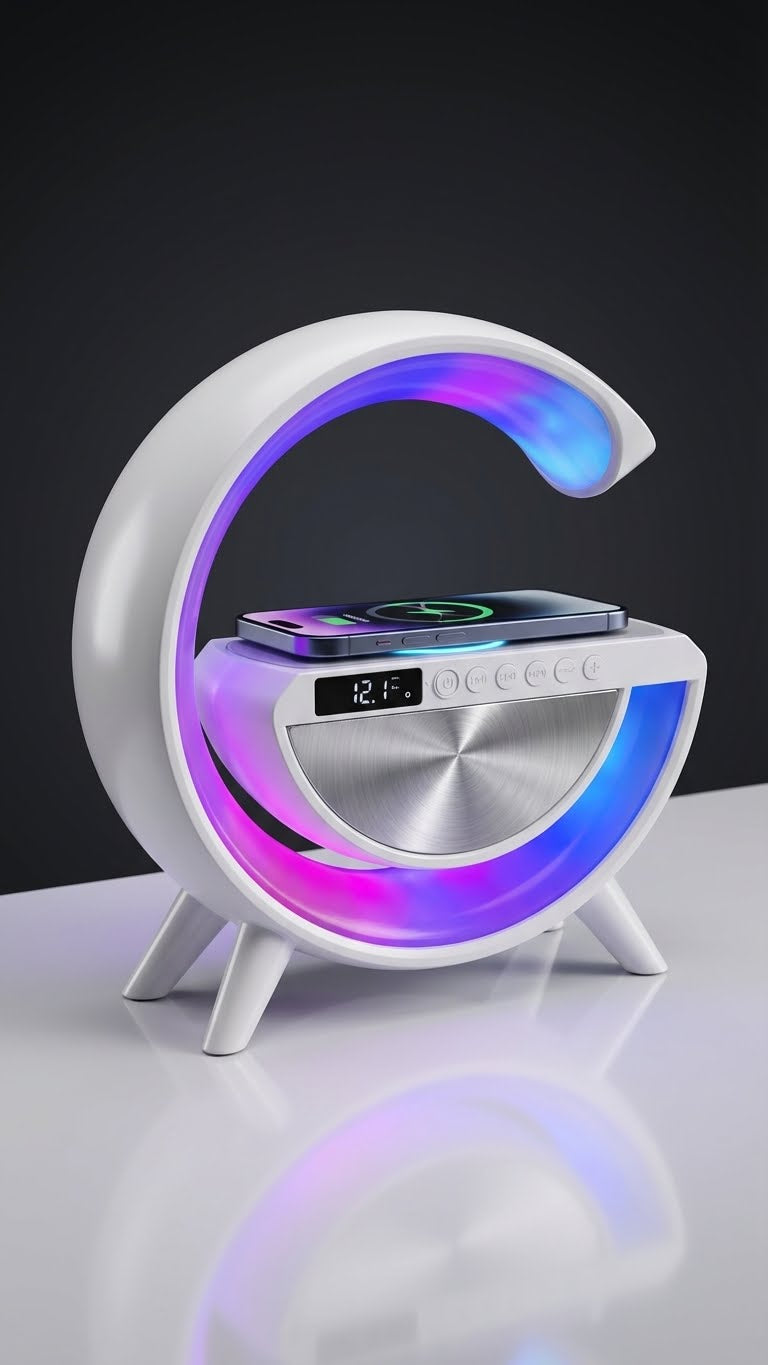 Parlante G 2388 – 2026: Luz Led Carga Inalámbrica Bluetooth Reloj CON LUCES PSICODELICAS