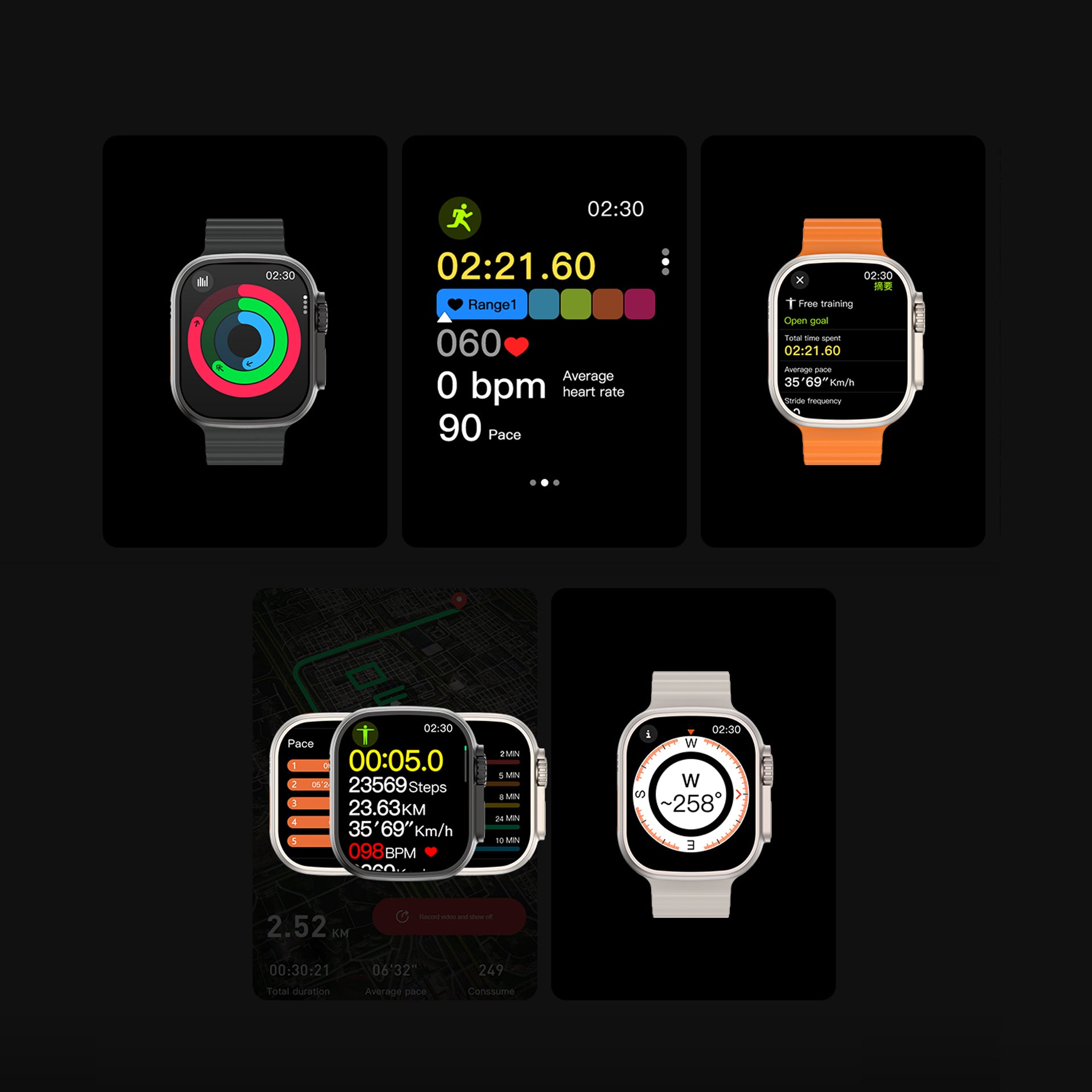 Reloj inteligente ME19 Ultra 3 con pantalla AMOLED de 2,21" y carga inalámbrica, con 3 correas