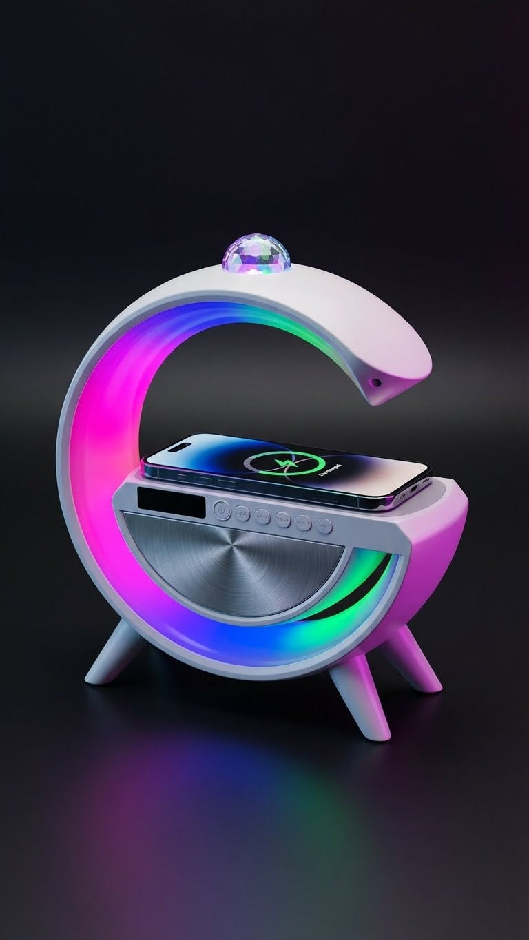Parlante G 2388 – 2026: Luz Led Carga Inalámbrica Bluetooth Reloj CON LUCES PSICODELICAS