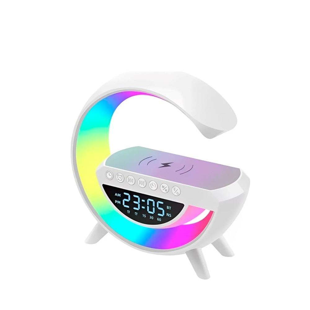 Parlante G 6 en 1 Luz Led Carga Inalámbrica Bluetooth Reloj